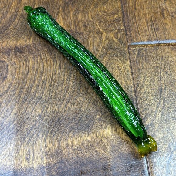 Murano style glass Vegetable 8"‎ Asparagus Green Handblown paper weight decor - Picture 6 of 8